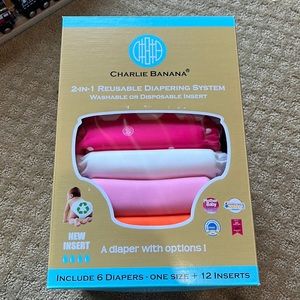 Charlie banana 6 pack tutti Gucci prints, 6 one size cloth diapers, 12 inserts